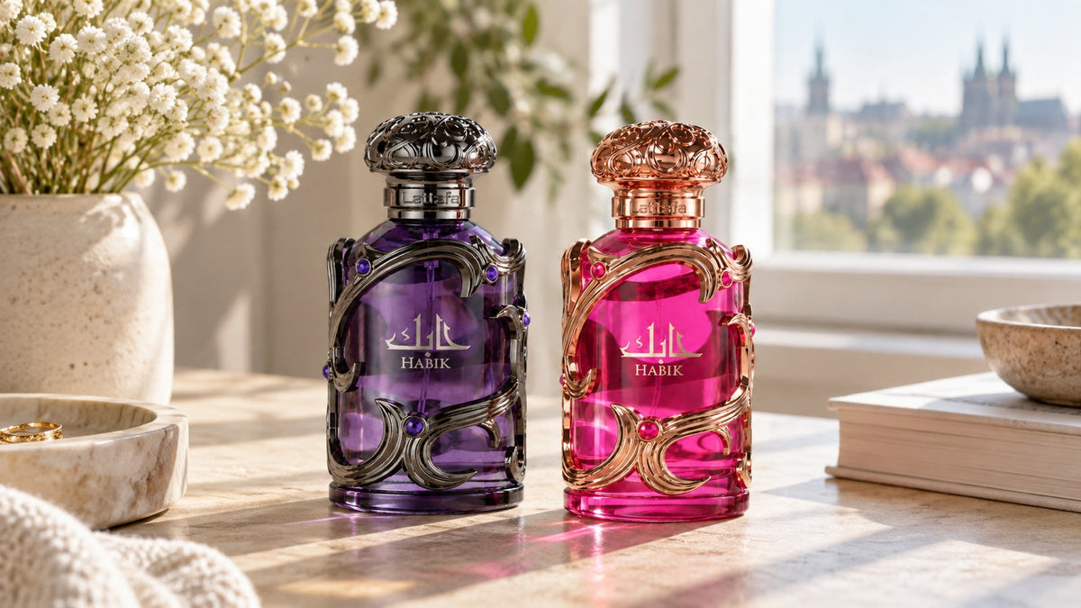 Lattafa Habik EDP 100 ml na fotografii k článku Lattafa Habik pro něj a pro ni – recenze.