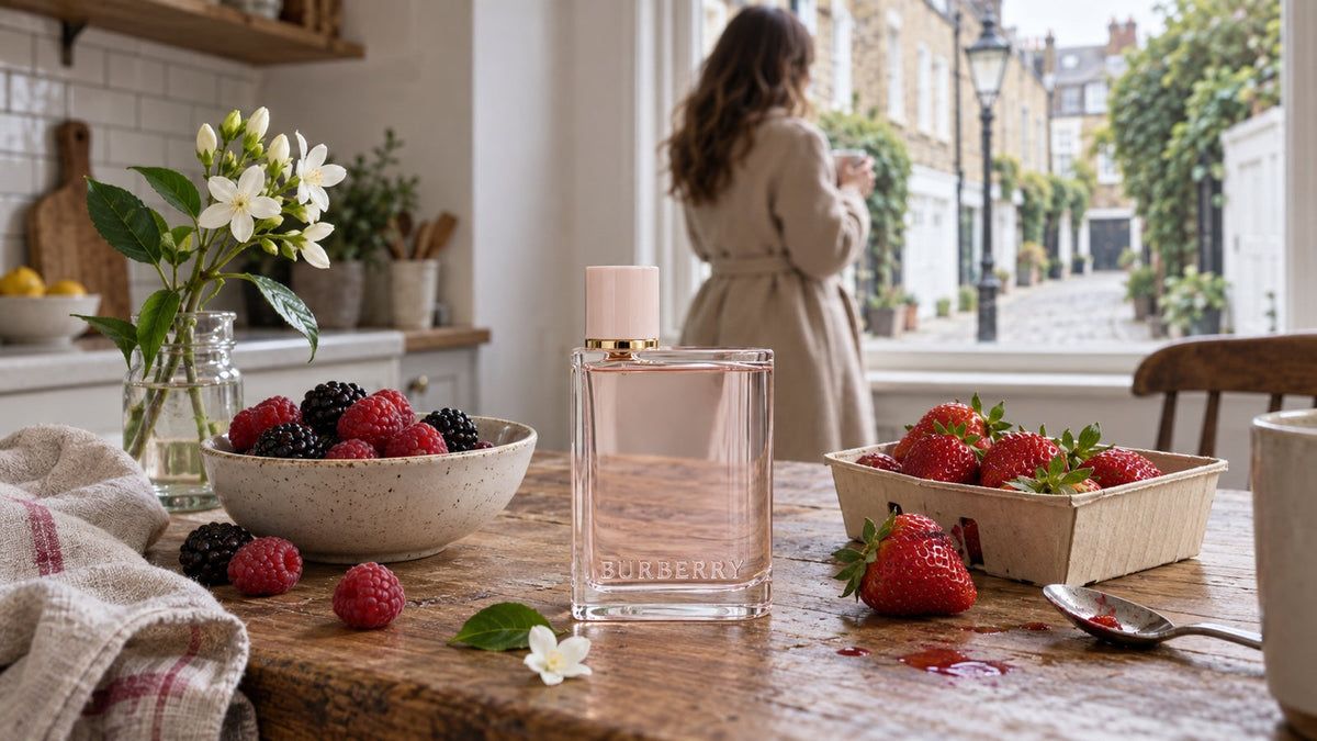 Burberry Her s jahodami a malinami v londýnské kuchyni