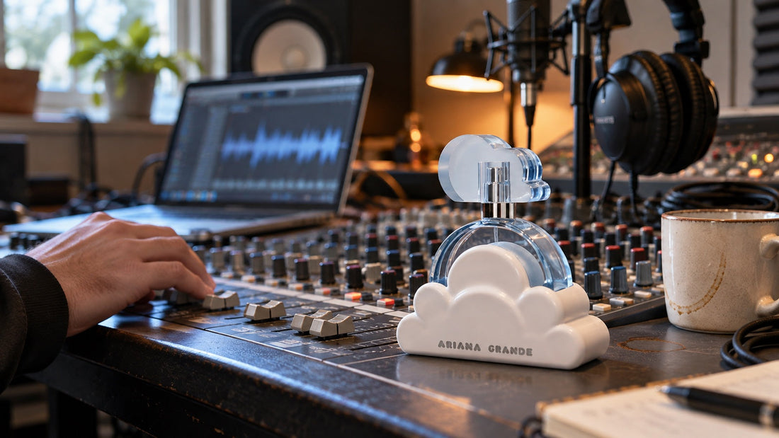 Ariana Grande Cloud na mixážním pultu v nahrávacím studiu