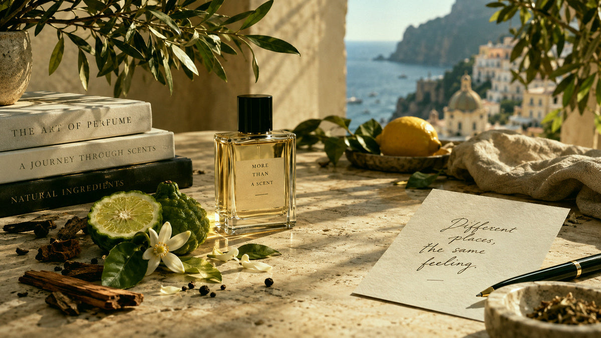 Ambalaje sustenabile și mostre de parfum într-o fotografie realistă