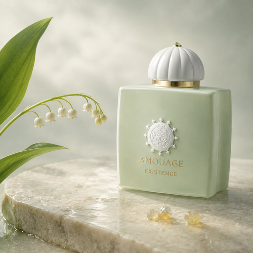Amouage Existence v mlžně zeleném zátiší s konvalinkou a kadidlem – MrRizz