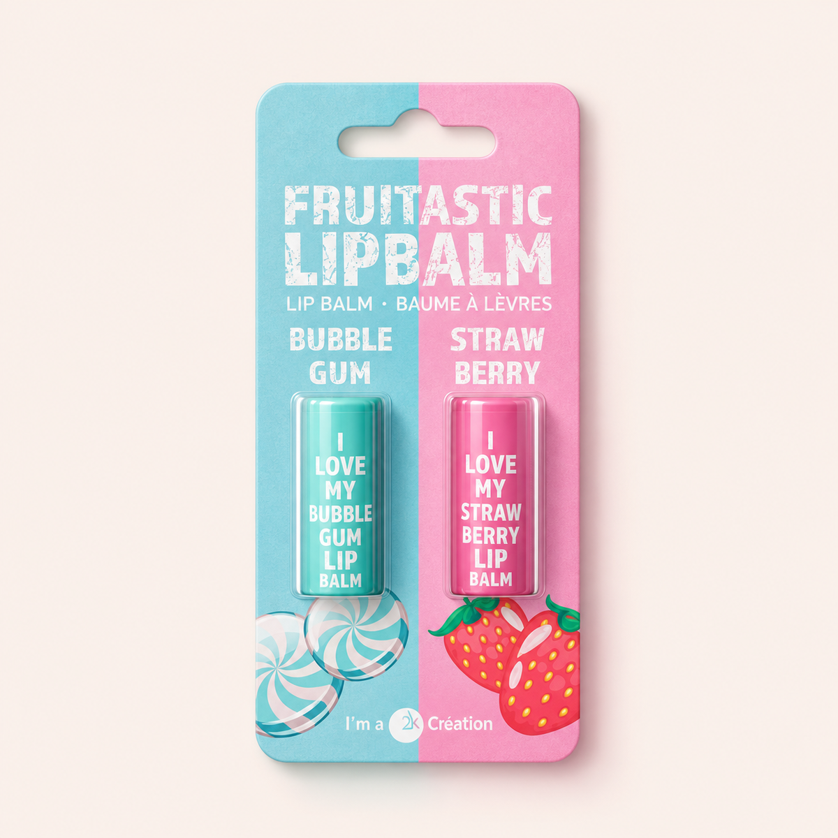 Dárkový set balzámů na rty 2K Fruitastic Bubble Gum a Strawberry – MrRizz