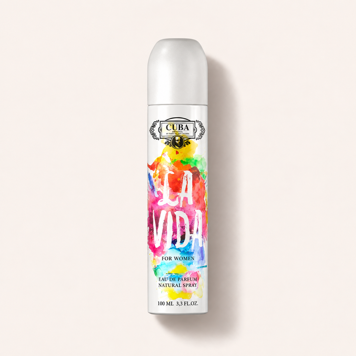Cuba La Vida EDP 100 ml ležící na růžovobéžovém pozadí – MrRizz