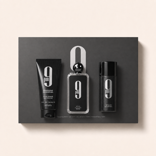 Dárková sada Afnan 9PM: parfémovaná voda 100 ml, sprchový gel 150 ml a deodorant 150 ml s černou dárkovou krabičkou – MrRizz