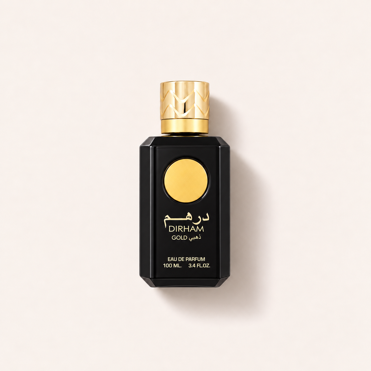 Flakon parfémované vody Ard Al Zaafaran Dirham Gold 100 ml na světlém pozadí – MrRizz