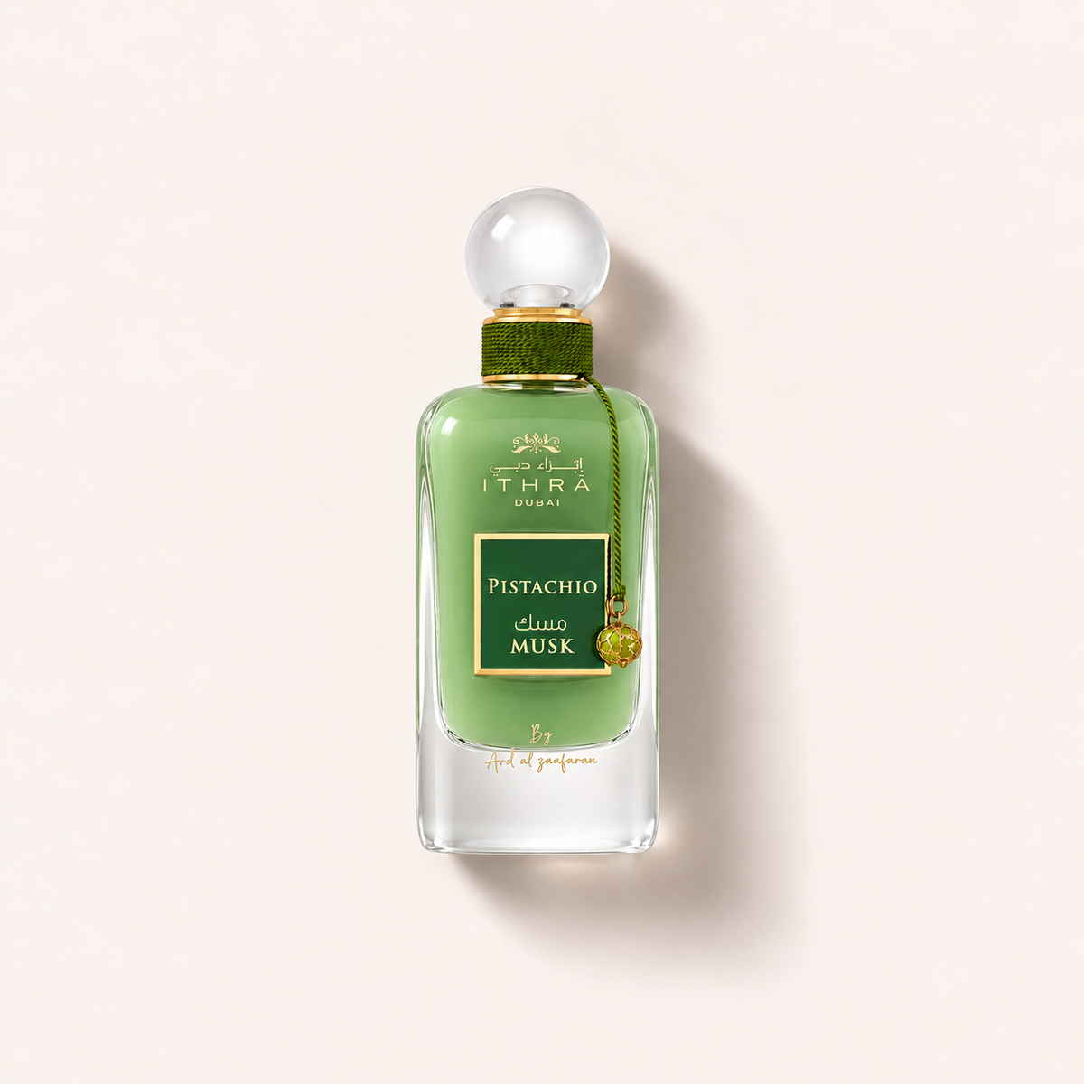 Flakon parfémované vody Ard Al Zaafaran Ithra Pistachio Musk 100 ml na světlém pozadí – MrRizz