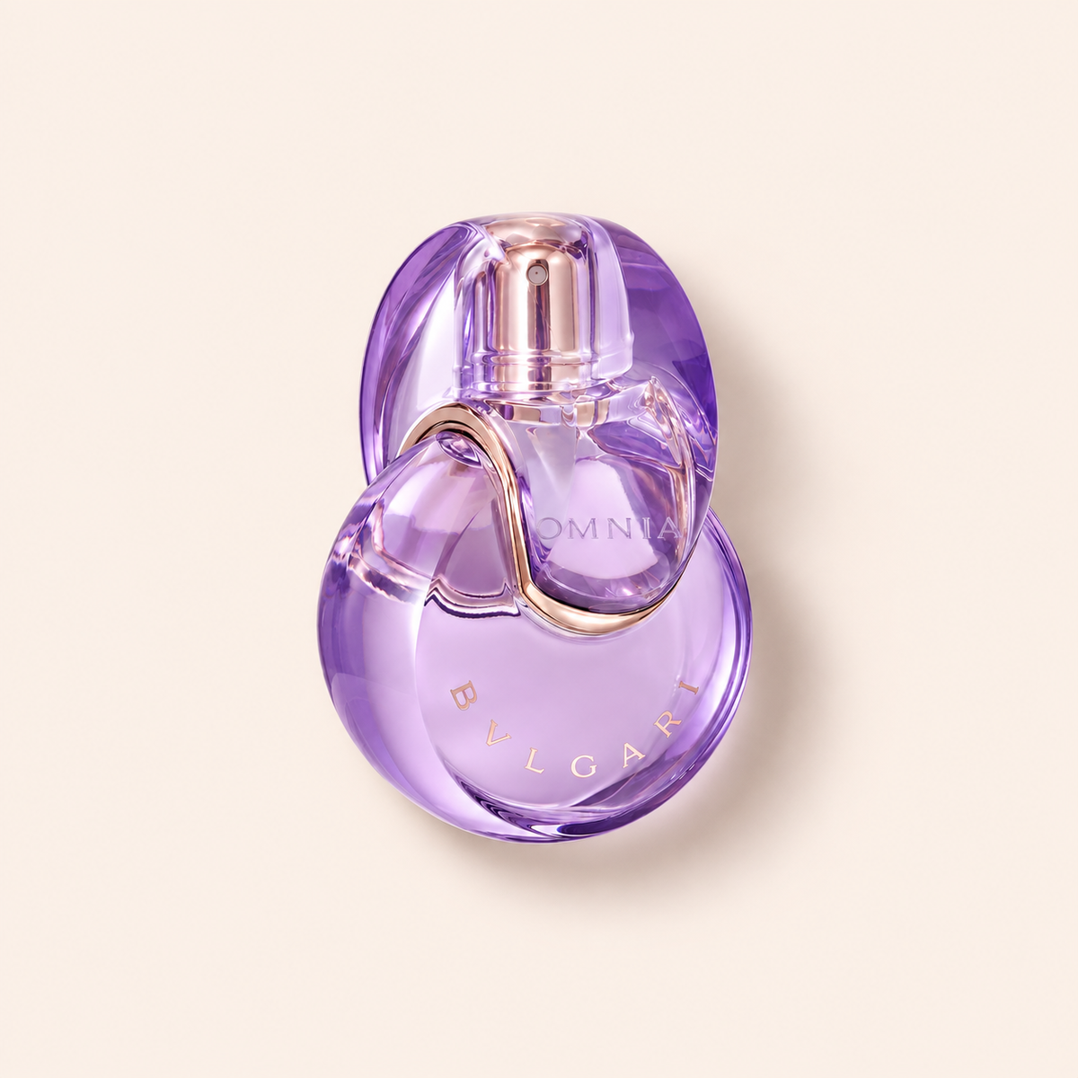 Flakon Bvlgari Omnia Amethyste EDT 100 ml tester na béžovém pozadí – MrRizz