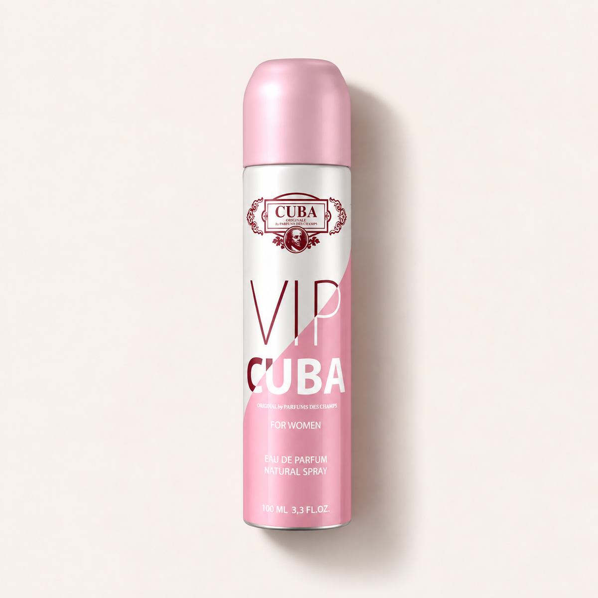 Dámský flakon Cuba VIP EDP 100 ml na béžovém pozadí – MrRizz