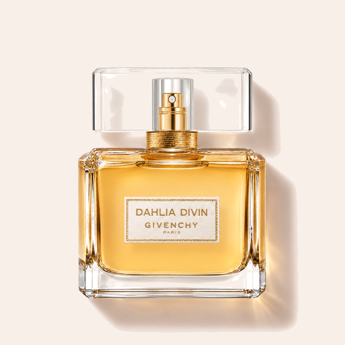 Flakon Givenchy Dahlia Divin EDP 75 ml na béžovém pozadí – MrRizz