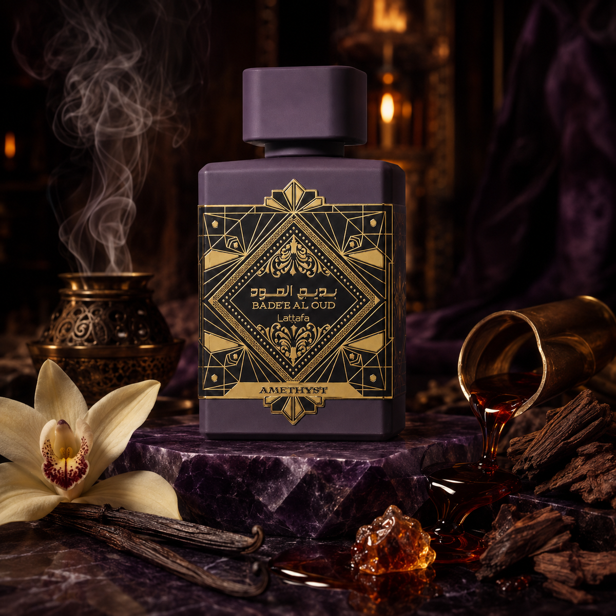 Lattafa Bade’e Al Oud Amethyst – temná ametystová scéna s vanilkou – MrRizz
