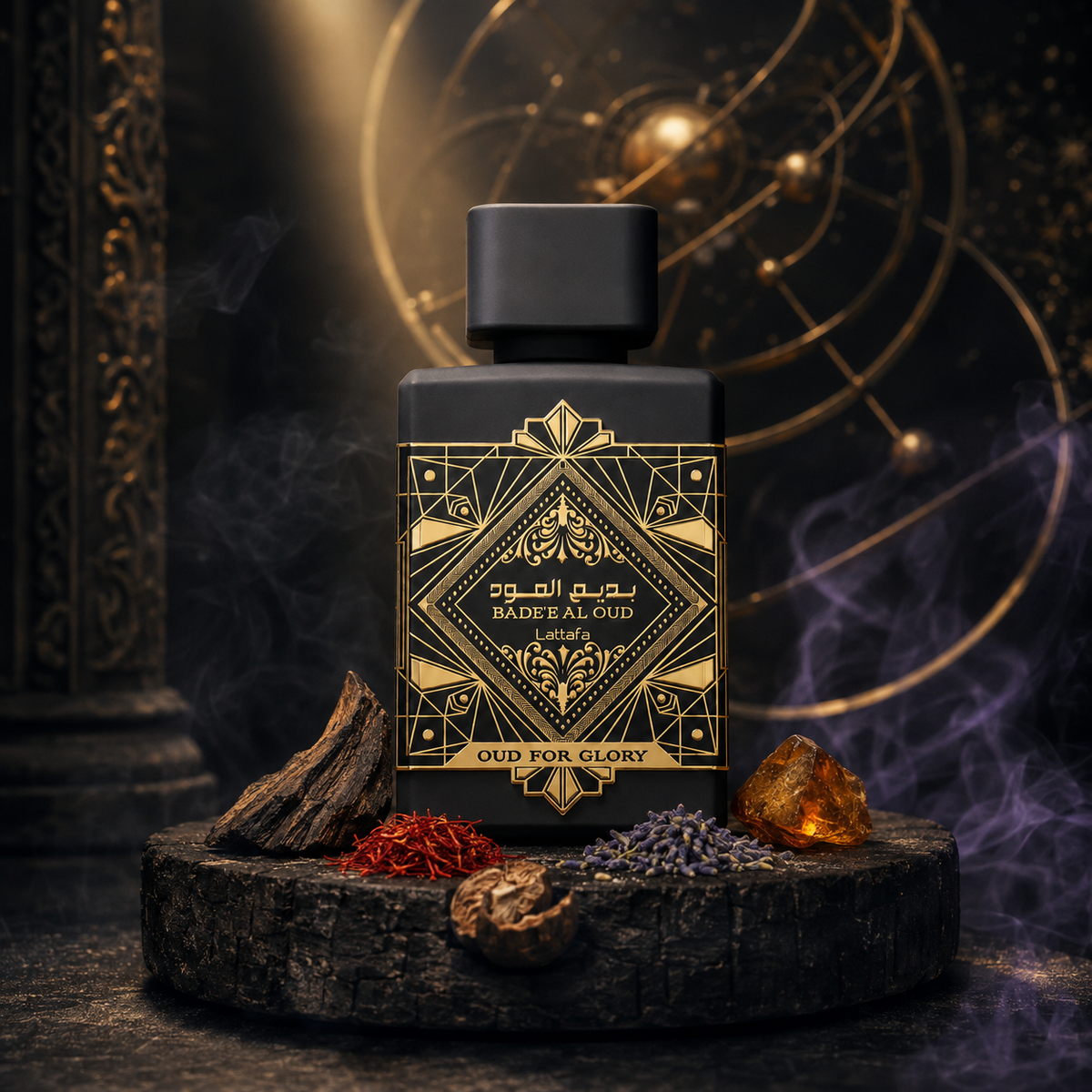 Lattafa Oud For Glory – černozlaté zátiší s oud, šafránem, levandulí a ambrou – MrRizz