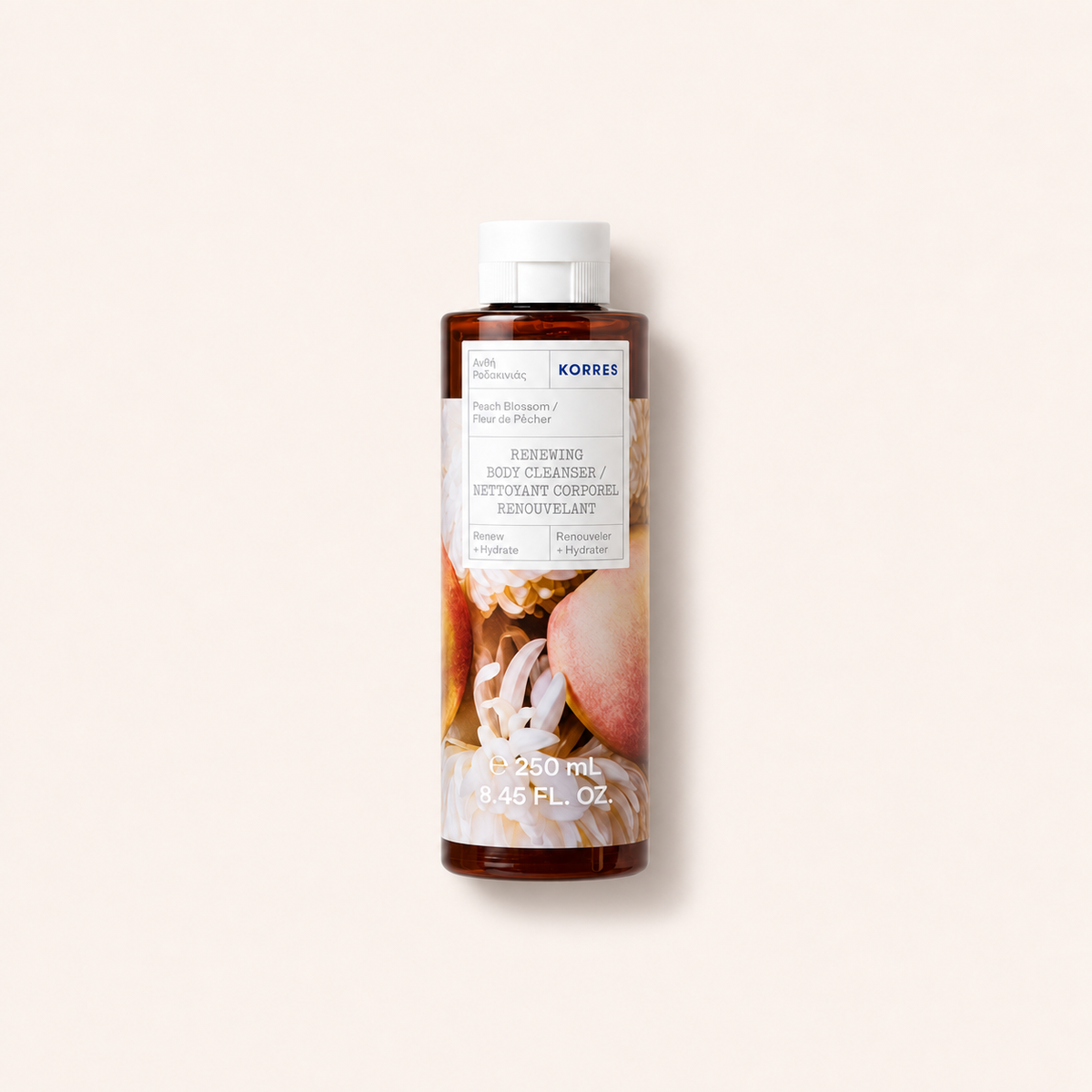 Korres Peach Blossom Renewing Body Cleanser 250 ml – titulní produktová fotografie – MrRizz