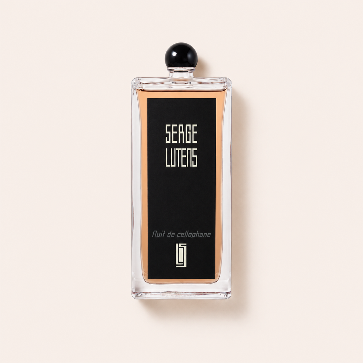 Serge Lutens Nuit de Cellophane 100 ml – produktová fotografie na béžovém pozadí MrRizz