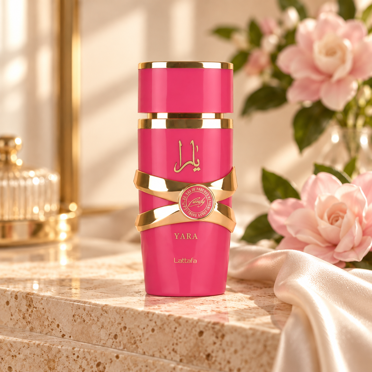 Lattafa Yara Candy EDP 100 ml – produkt v prostředí