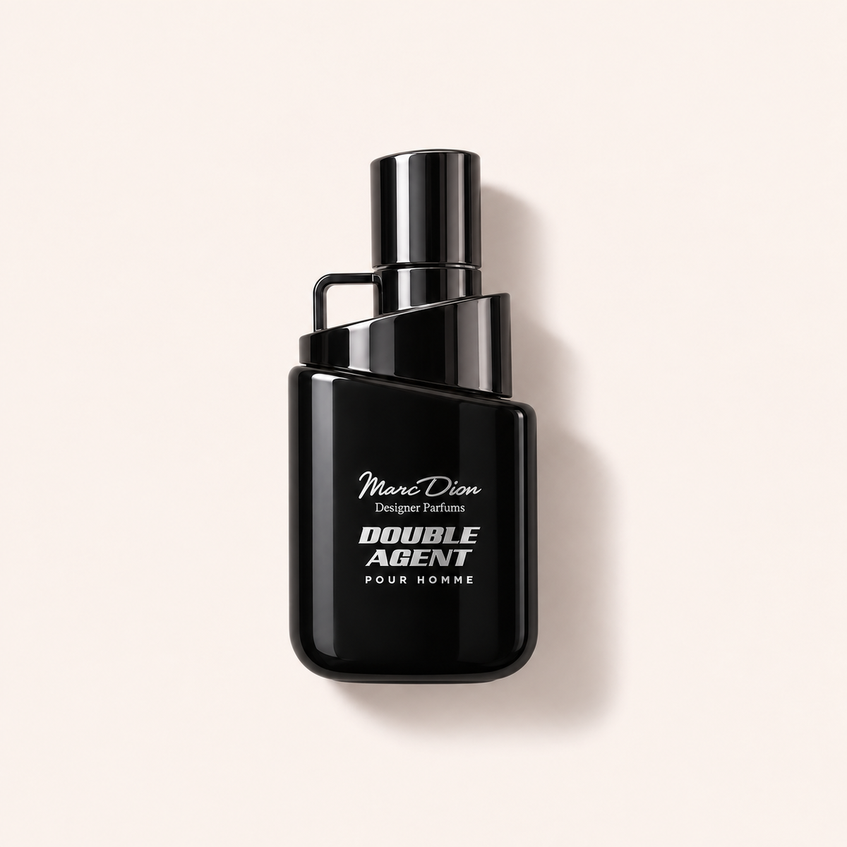 Marc Dion Double Agent EDT 100 ml, černý flakon položený na zádech – MrRizz