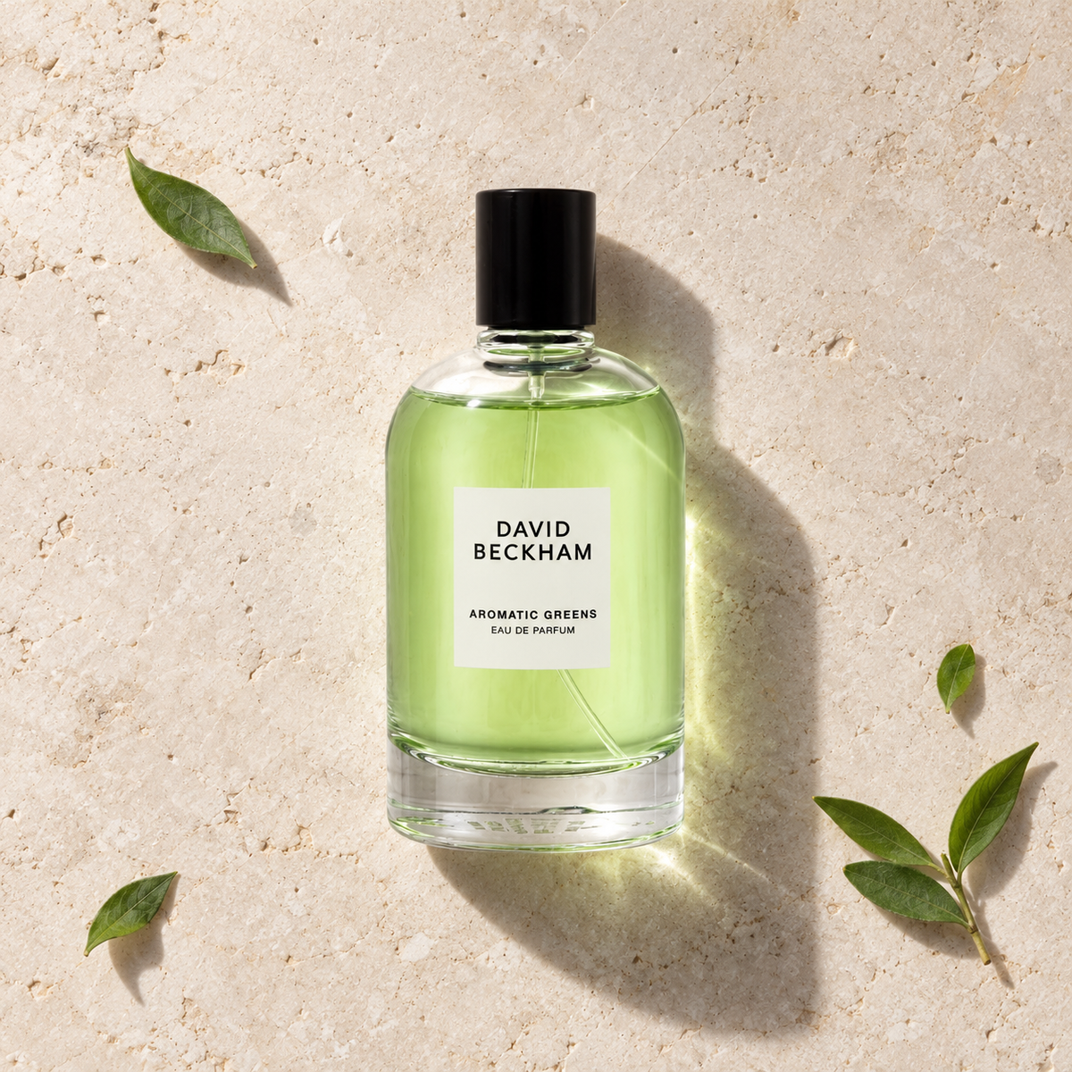 David Beckham Aromatic Greens EDP 100 ml – parfém v prostředí, pohled shora s bočním stínem