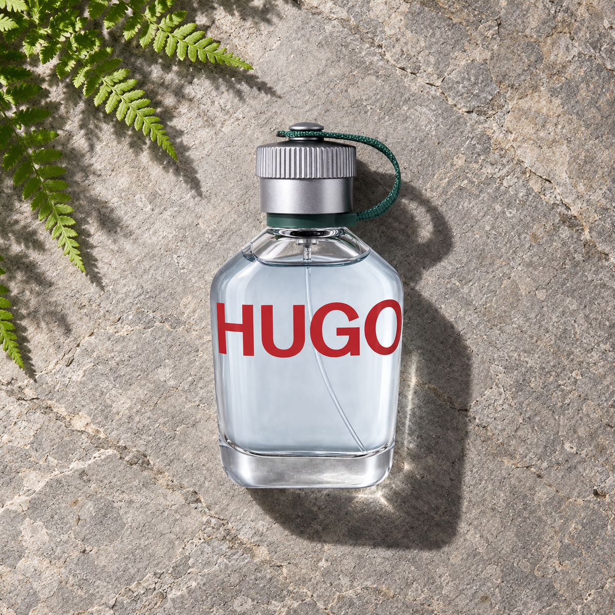 HUGO BOSS Hugo Man EDT 75 ml – parfém v prostředí, pohled shora s bočním stínem