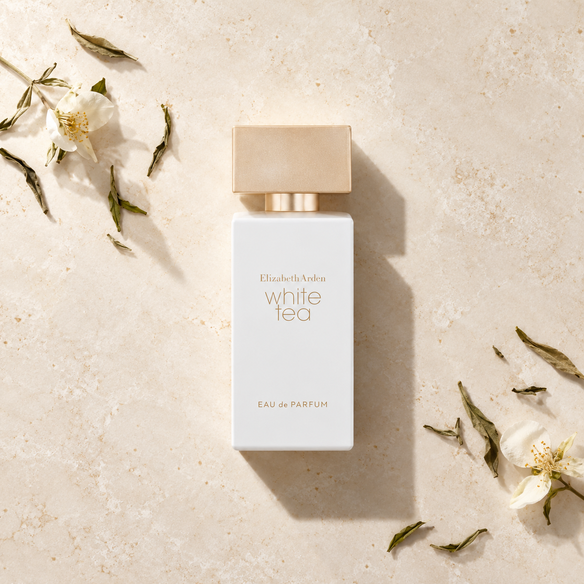 Elizabeth Arden White Tea EDP 50 ml – parfém v prostředí, pohled shora s bočním stínem