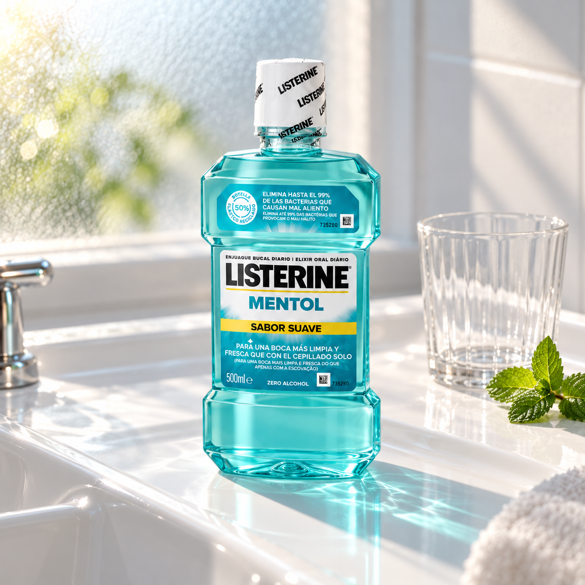 Listerine Mentol Mouthwash 500 ml – produktová scéna – MrRizz