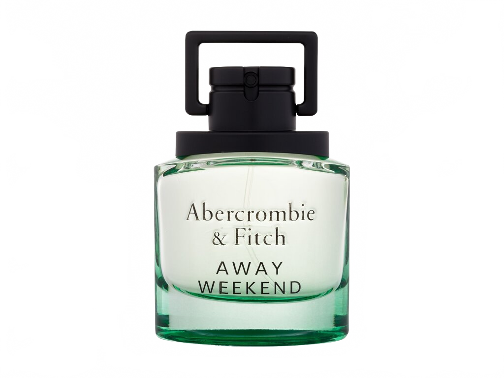Flakon Abercrombie & Fitch Away Weekend EDT 50 ml na béžovém pozadí – MrRizz