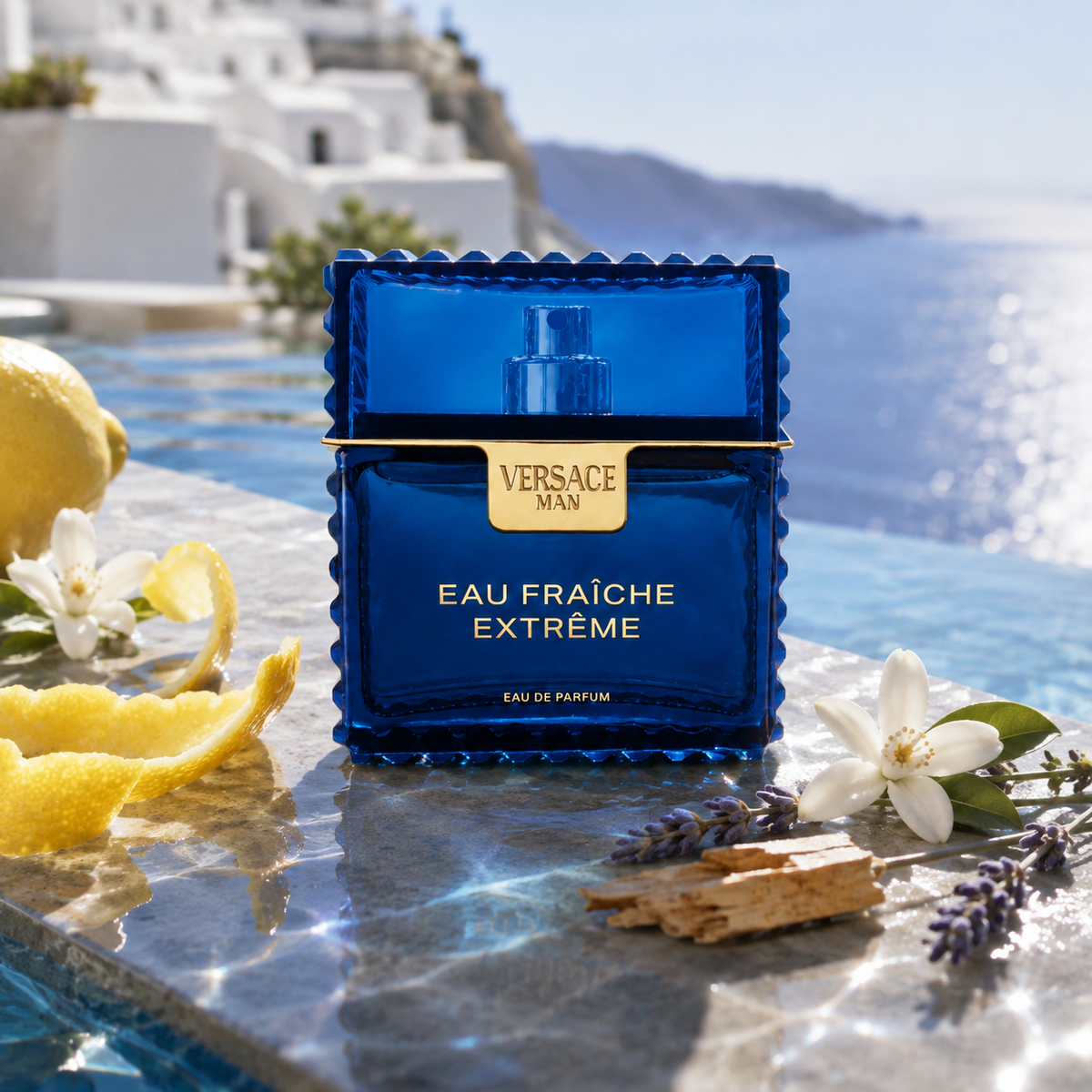 Versace Eau Fraîche Extrême v zářivém středomořském citrusovém zátiší – MrRizz