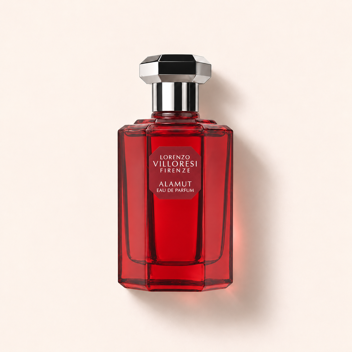 Flakon Lorenzo Villoresi Alamut EDP 50 ml na béžovém pozadí – MrRizz