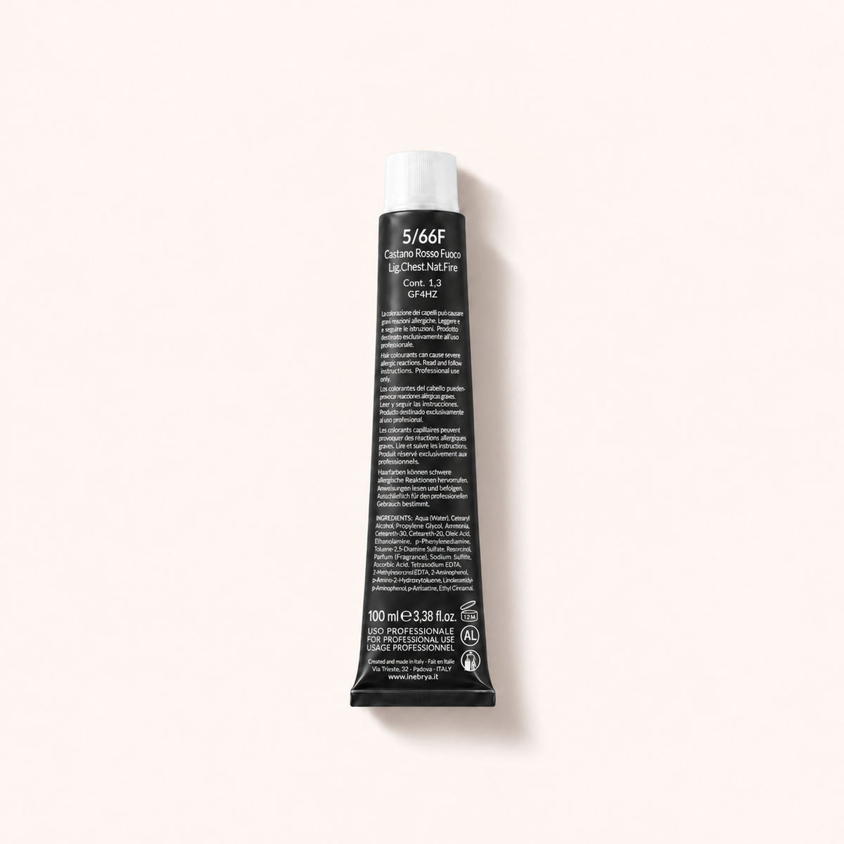 Inebrya Color, barva na vlasy 100 ml, odstín 5/66F Light Chestnut Fire Red – MrRizz