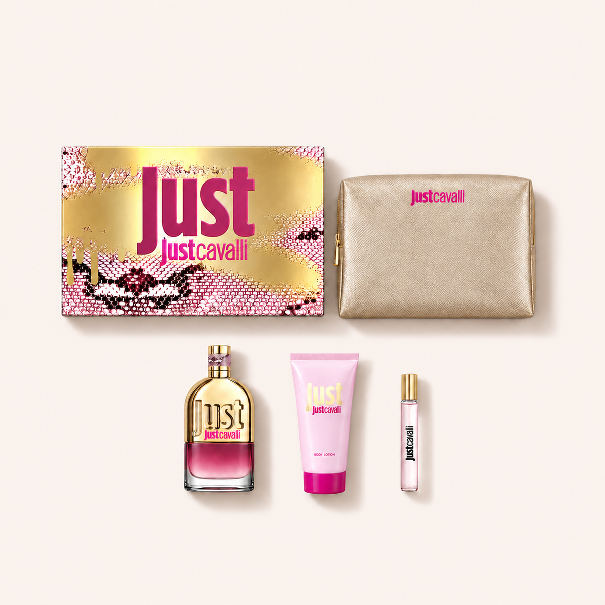 Just Cavalli dárkový set EDT 90 ml a 15 ml, tělové mléko 100 ml a taštička – MrRizz