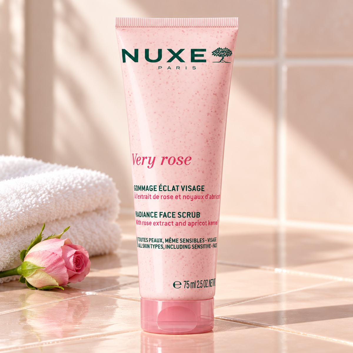 NUXE Very Rose Radiance Face Scrub 75 ml – atmosférická fotografie – MrRizz
