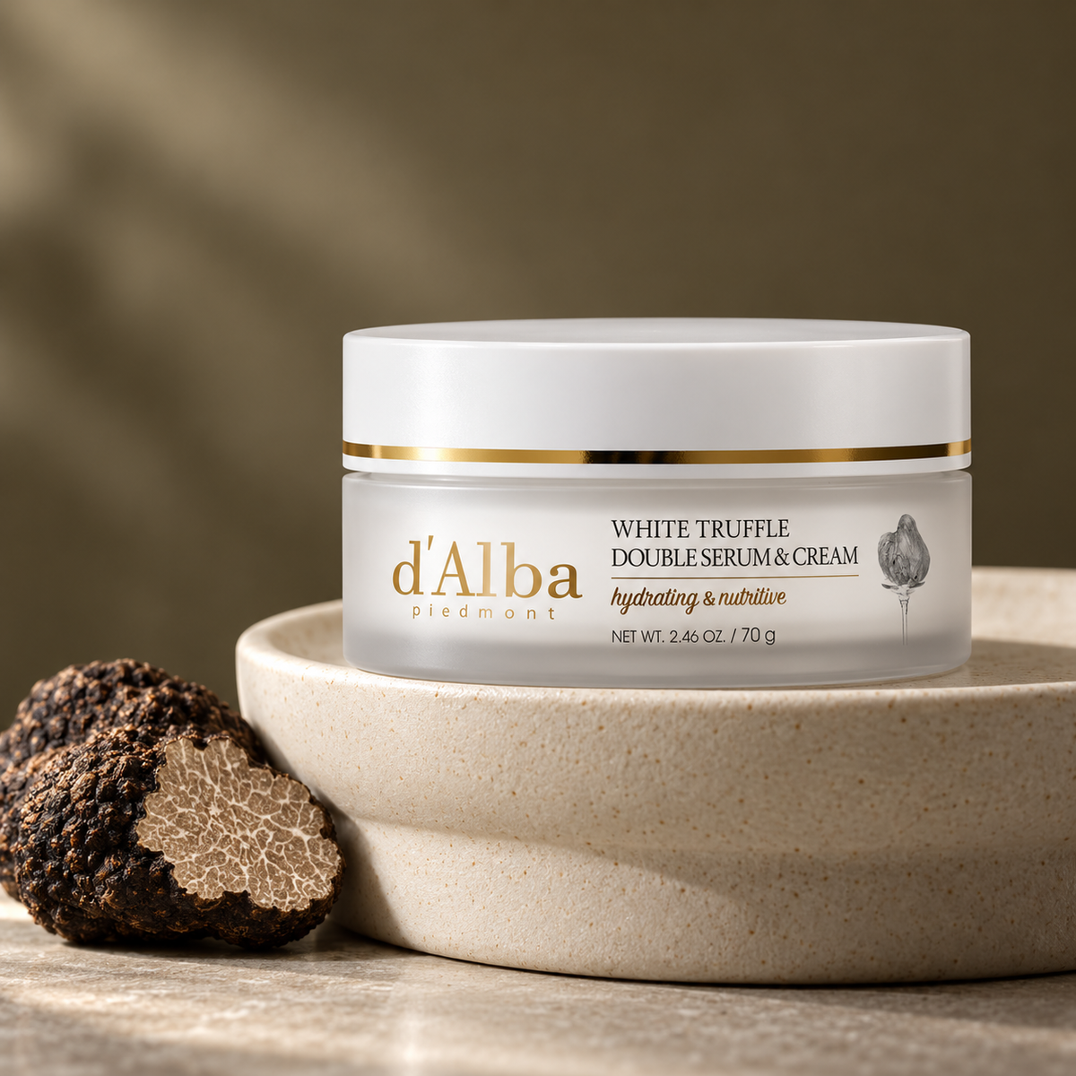 d'Alba White Truffle Double Serum & Cream 70 ml – atmosférická fotografie – MrRizz