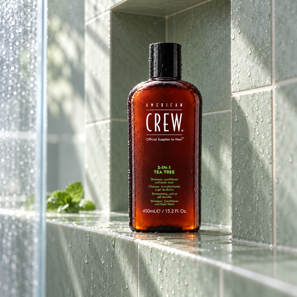 American Crew 3-IN-1 Tea Tree 450 ml – atmosférická fotografie – MrRizz