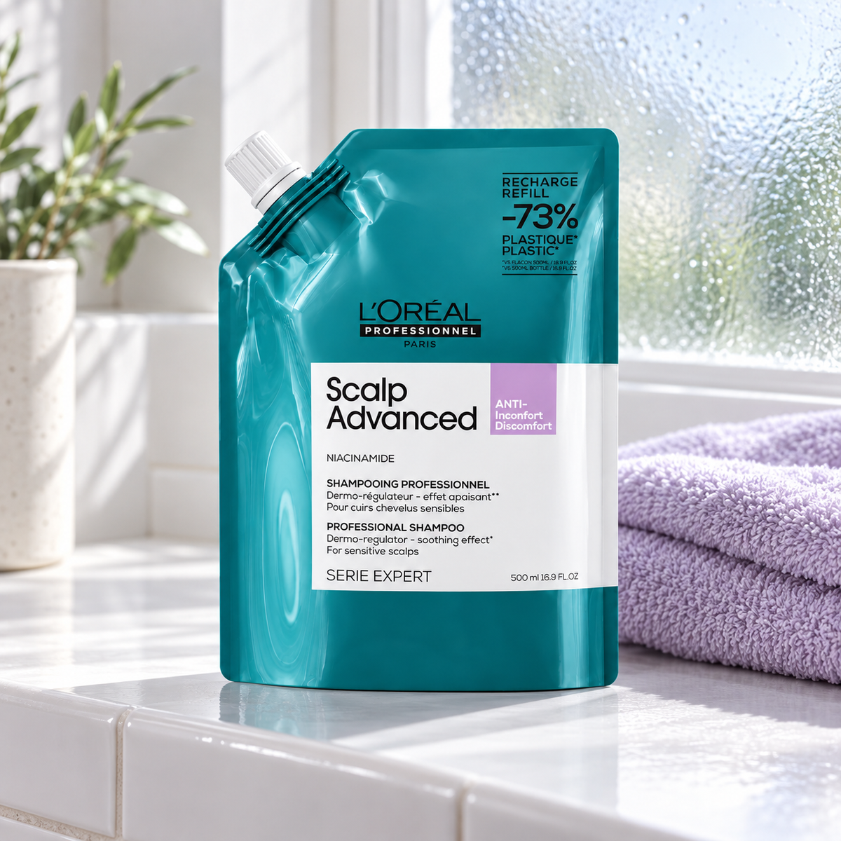 L'Oréal Professionnel Scalp Advanced Anti-Discomfort Professional Shampoo 500 ml – atmosférická fotografie – MrRizz