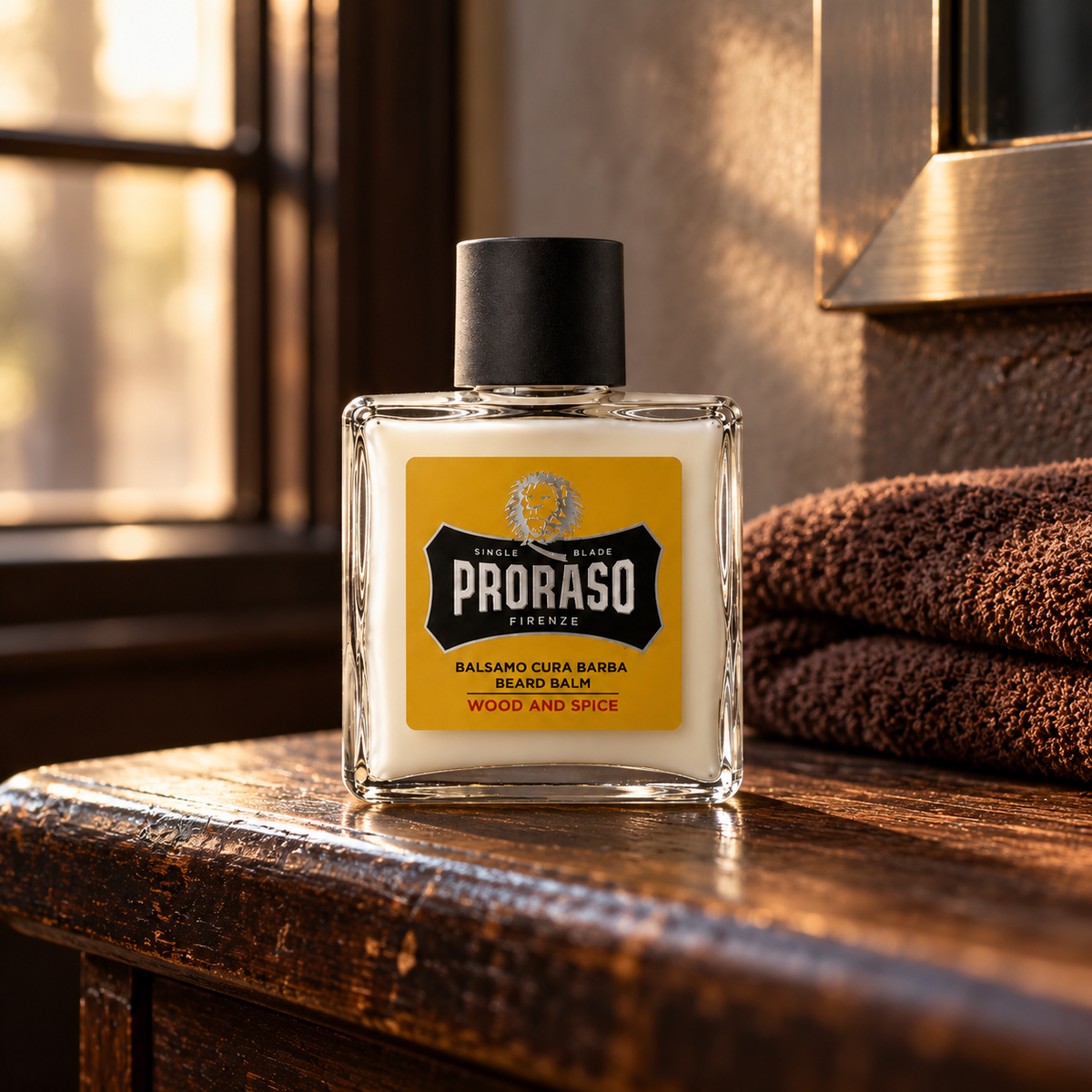 PRORASO Wood & Spice Beard Balm 100 ml – atmosférická fotografie – MrRizz