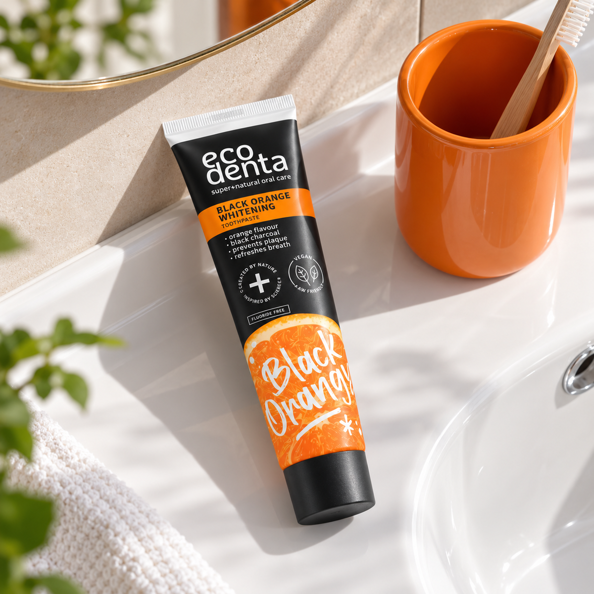 Ecodenta Toothpaste Black Orange Whitening 100 ml – atmosférická fotografie – MrRizz