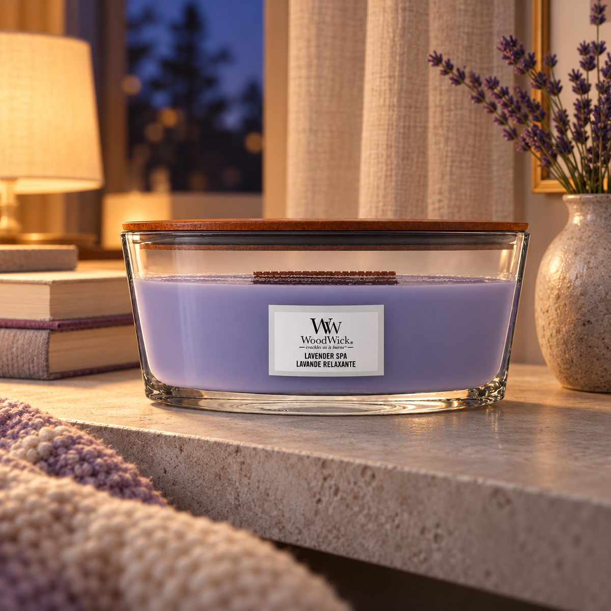 WoodWick Lavender Spa 453,6 ml – atmosférická fotografie – MrRizz