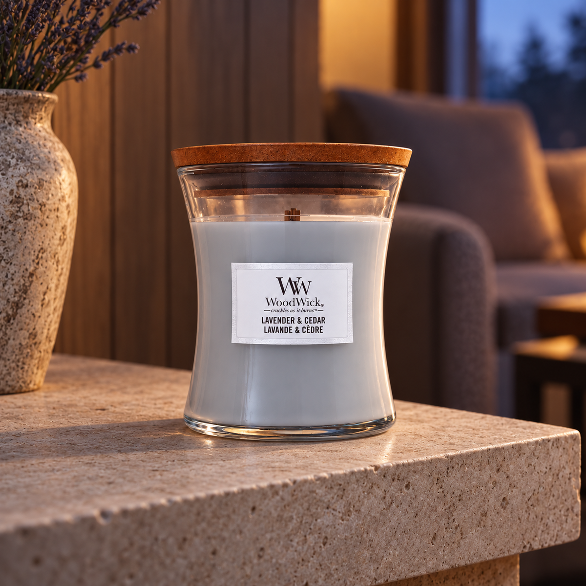 WoodWick Lavender & Cedar 275 ml – atmosférická fotografie – MrRizz