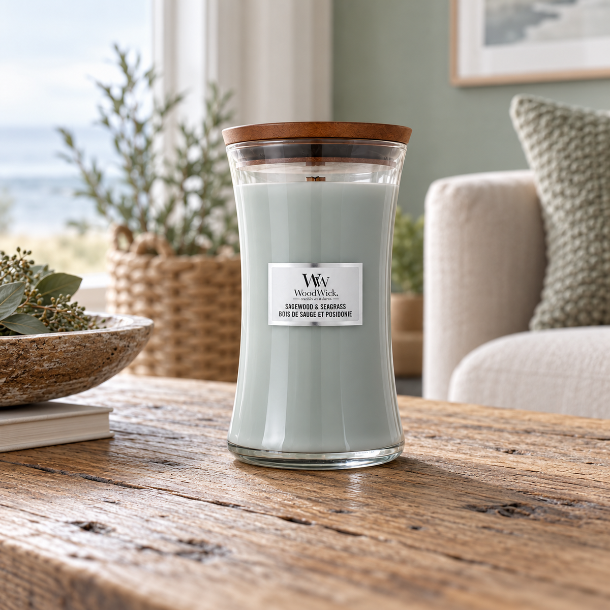 WoodWick Sagewood & Seagrass 610 ml – atmosférická fotografie – MrRizz