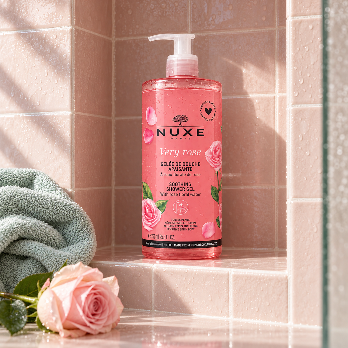 NUXE Very Rose Soothing Shower Gel 750 ml – atmosférická fotografie – MrRizz