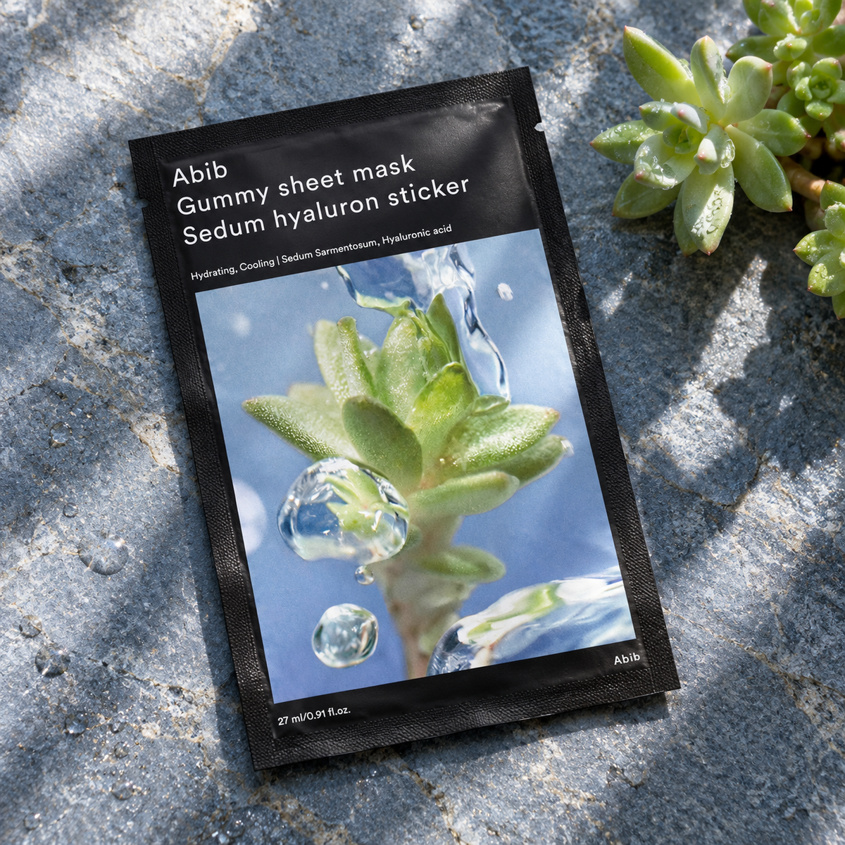 Abib Gummy Sheet Mask Sedum Hyaluron Sticker 27 ml – atmosférická fotografie – MrRizz