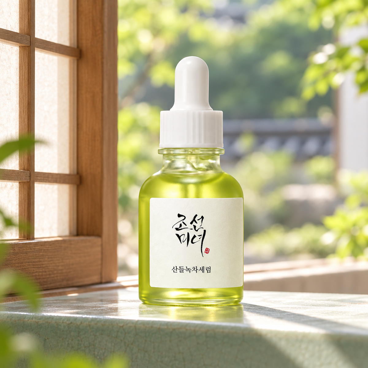 Beauty of Joseon Calming Serum Green Tea + Panthenol 30 ml v ranním zahradním světle – MrRizz