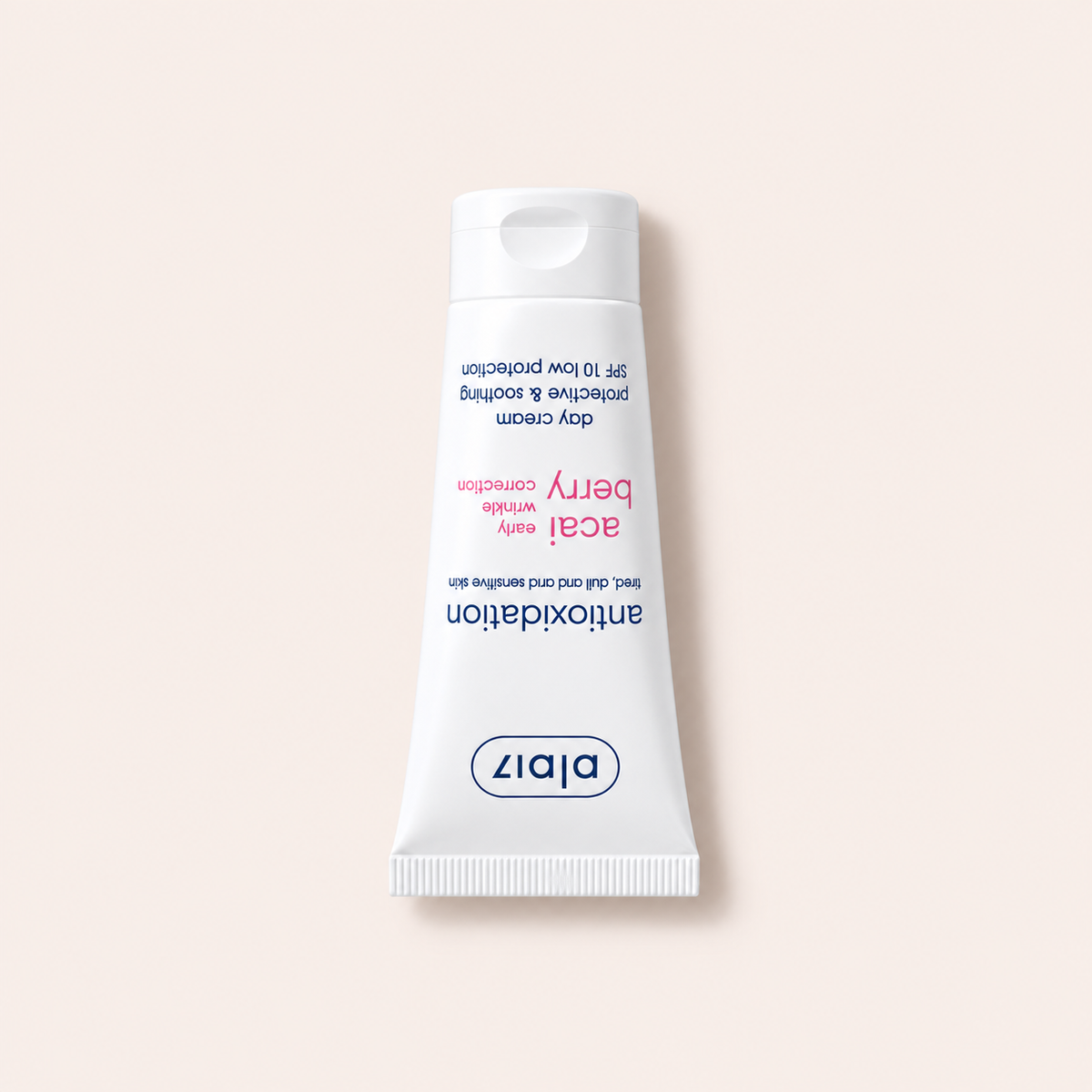 Ziaja Acai Berry Antioxidation denní pleťový krém SPF 10 50 ml na béžovém pozadí – MrRizz