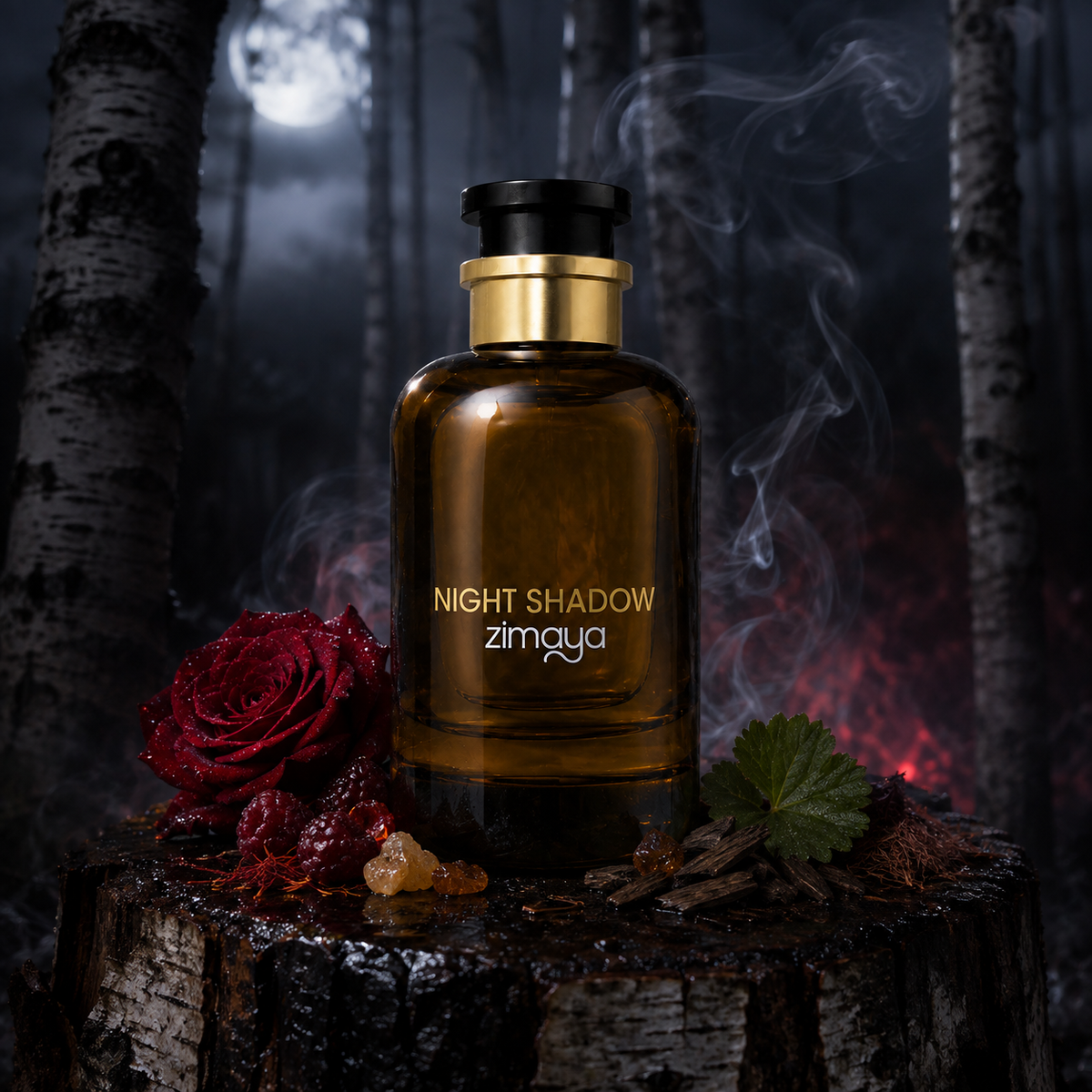 Zimaya Night Shadow – měsíční lesní zátiší s růží, malinou, kadidlem a oud – MrRizz